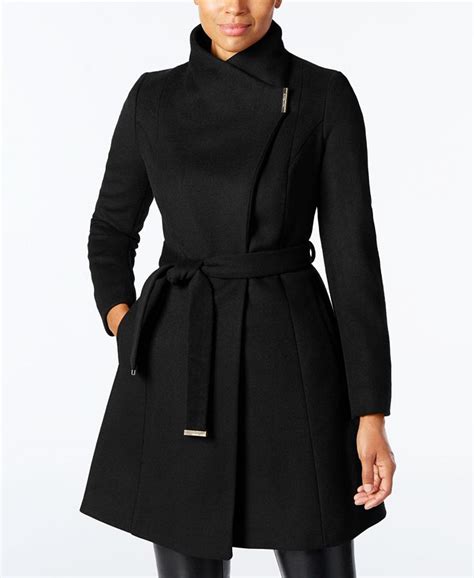 michael kors belted walker coat|michael kors wool blend.